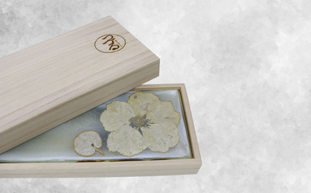 【つづるガラスアート】ゆうなの花　長平皿－HAKU－　1枚 