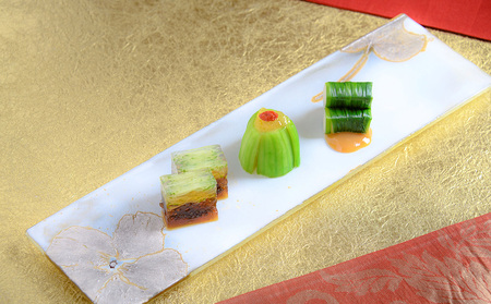 【つづるガラスアート】ゆうなの花　長平皿－HAKU－　1枚 