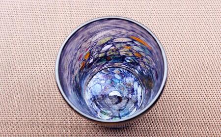 現代の名工』宮国次男作 琉球ガラス＜グラス2個セット＞ネイビー