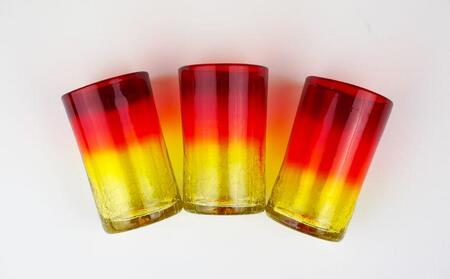『現代の名工』宮国次男作 琉球ガラス 赤ビアグラス 3個セット