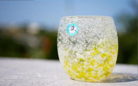 現代の名工「池宮城　善郎」作：気泡の海タルグラス（黄・橙）2個