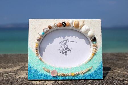 「シーグラスクロック」「シェルフォトフレーム」セット【沖縄の海からの贈り物】