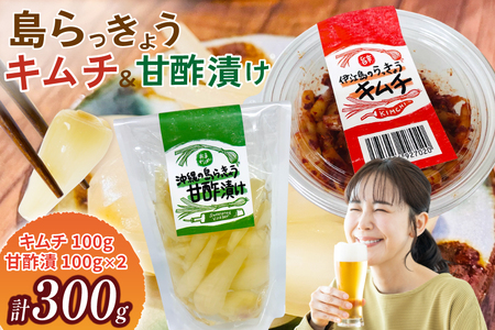 【期間限定発送】 島らっきょう 沖縄 キムチ 100g 甘酢漬け 100g 2個 食べ比べ セット [NOGU's 沖縄県 伊江村 ie47bde420012]