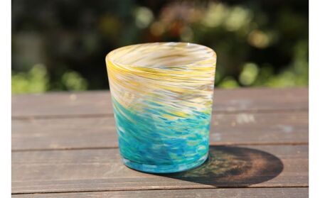 【伝統工芸】ガラス工房雫　深海ロックグラス　ラグーン・ピンク2個セット