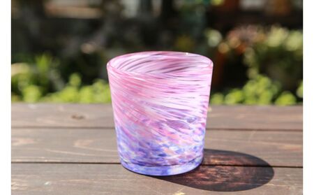 【ガラス工房雫】深海ロックグラス　青・ピンク2個セット