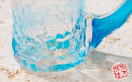 【琉球ガラス】源河源吉 源河の泡 ビアマグ(水色)