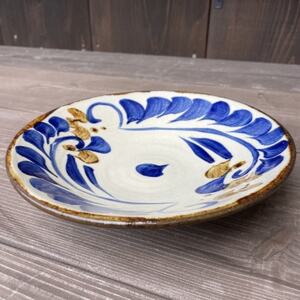 やちむん 唐草紋様 7寸皿(染付)青【1506544】