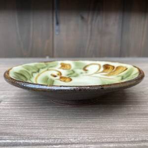 やちむん 唐草紋様 5寸皿(染付)緑【1506545】