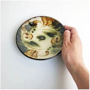 やちむん 唐草紋様 5寸皿(染付)緑【1506545】