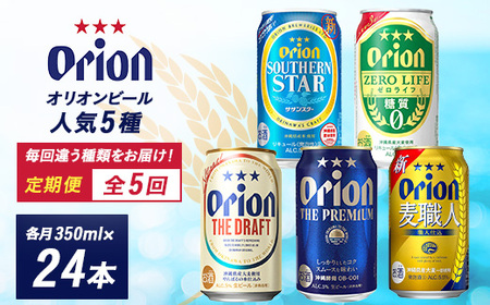 【毎月定期便】オリオンビール 人気の5種類をお届け全5回【4008206】