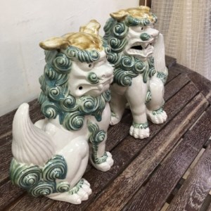 手作りシーサー緑釉絵付け【1396711】