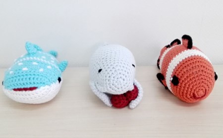 手編みのあみぐるみ 沖縄の海の生き物セット 3個入り(ブルー)