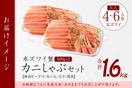 年内配送 12月15日まで受付 2995. ズワイ蟹しゃぶ ビードロ 800g前後 2個 計1.6kg 食べ方ガイド付 生食 生食可 約4-6人前 ズワイガニ ズワイ蟹 カニ かに 蟹 海鮮 鍋 しゃぶしゃぶ 送料無料 北海道 弟子屈町