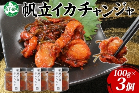2945. ホタテ・イカチャンジャ 100g×3個セット 瓶詰 小分け おつまみ ほたて ホタテ 帆立 いか イカ ピリ辛 旨辛 ご飯のお供 ごはんのお供 冷凍 数量限定 送料無料 ギフト 北海道 弟子屈町
