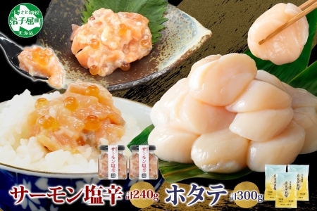 3435. サーモン塩辛 120g 2個 ホタテ 100g 3袋 小分け サーモン 鮭 さけ サケ いくら ほたて 貝 魚介 海鮮 ご飯のお供 冷凍 数量限定 送料無料 ギフト 北海道 弟子屈町