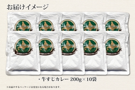 779.牛すじカレー 10個 中辛 じゃがいも 牛 牛肉 肉 業務用 レトルトカレー 保存食 備蓄 まとめ買い 北海道 弟子屈町