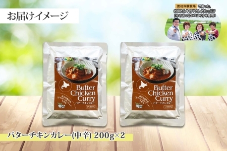 1439.  弟子屈 バターチキンカレー 2個 中辛 チキン 鶏肉 業務用 レトルトカレー レトルト  スパイス 即席 ご飯のお供 保存食 備蓄 非常食 常温 まとめ買い お取り寄せ グルメ 5000円 送料無料 国産 北海道 弟子屈町