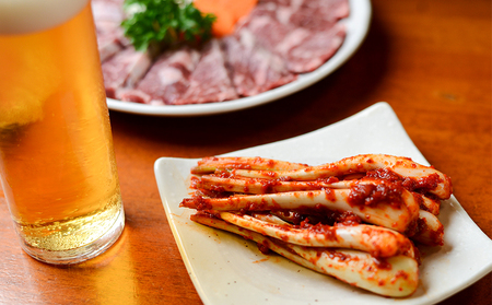 【韓国鉄板料理 久ー韓】久米島産「島らっきょうキムチ」4パック キムチ 韓国 ソウルフード 発酵食品 本場 県産品 島野菜 沖縄 自家製 ソース 辛味 香味 つまみ やみつき 韓国料理 ヤンニョム 漬物 沖縄初 人気 韓流