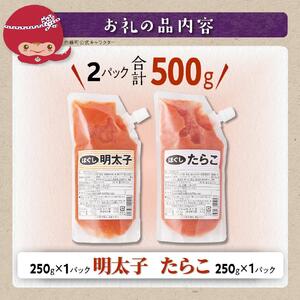 キャップ付きチューブタイプ ほぐしたらこ・ほぐし明太子 【各250g 合計500g】_I004-0692