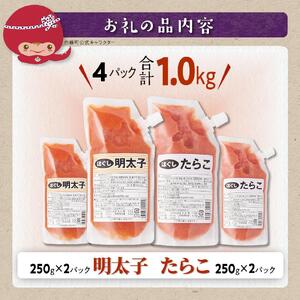 キャップ付きチューブタイプ ほぐしたらこ・ほぐし明太子 【各250g×2 合計1kg】_I007-0695