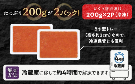 【訳あり】ひめしずく 400g(200g×2) いくら醤油漬け 小分けパック_I009-0944