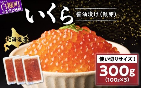 醤油漬鮭いくら 300g(100g×3パック) イクラ 小分け いくら醤油漬 鮭いくら いくら醤油漬け 鮭 鮭卵 ikura 醤油いくら 冷凍いくら いくら北海道 醤油鮭いくら 人気 大好評品 北海道 白糠町_I015-1464