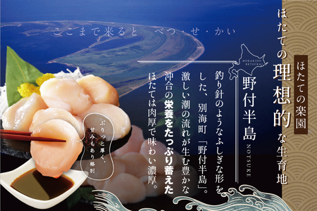 北海道 別海町 野付産 冷凍 ほたて 貝柱 500g（11～13玉前後）Lサイズ【KO0000003】