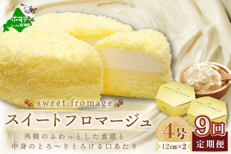 【毎月定期便】 二層のチーズケーキスイート・フロマージュ 12cm×2台×9ヵ月定期便 be051-0991-100-9　（ けーき ケーキ チーズケーキ フロマージュ マスカルポーネ 北海道 人気 ふるさと納税 ）