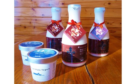 北海道 プレミアム・メープルブラウンスイートヨーグルト500ml×3本・食べるヨーグルト2個