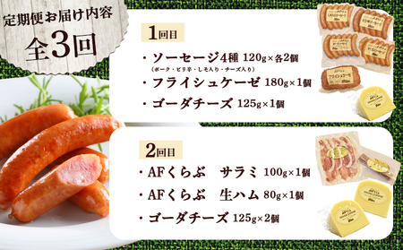 【定期便：全3回】 チーズ・ハム・ソーセージ 北海道 AFくらぶ 8種よくばりセット【17013】
