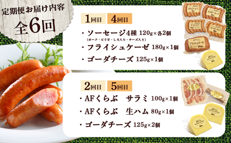【定期便:全6回】 チーズ・ハム・ソーセージ 北海道 AFくらぶ 8種よくばりセット【17014】