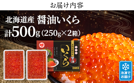 【令和7年新物】醤油いくら500g(250g×2) イクラ 北海道 人気 おすすめ さけ 魚卵 天然_いくら いくら醤油漬け 冷凍 小分け 鮭 鮭卵 国産 本場 北海道産_【配送不可地域:離島】【1419708】