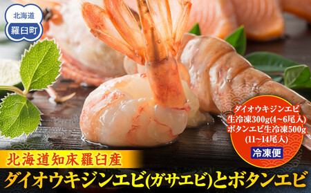 ダイオウキジンエビ(ガサエビ)とボタンエビのセット  えび エビ 海老 食べ比べ 魚介 魚介類 北海道 羅臼町 海産物 冷凍 刺身 フライ 生産者 支援 応援