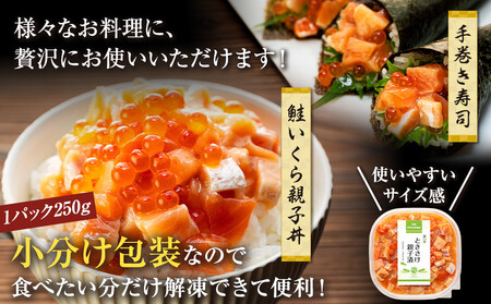 【2025年12月発送】北海道産 鮭といくらの親子漬け 750g （250g × 3パック） 小分け  ｜ いくら  海鮮丼