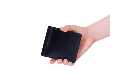 二つ折り カード 札入れ ブラスコット 黒  財布 さいふ 革 革製品 レザー 牛革 ギフト プレゼント おしゃれ ウォレット シンプル ファッション 北海道 赤平 いたがき ＜名入れ有＞