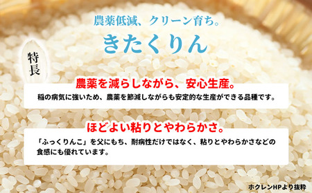 北海道赤平産 きたくりん 5kg 特別栽培米 【3回お届け】 精米 米