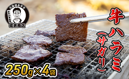 たきもとの牛ハラミ（サガリ）250g×4袋　焼肉 バーベキュー BBQ 牛 牛肉  ハラミ サガリ 冷凍 アウトドア タレ 味付け 北海道 ふるさと納税
