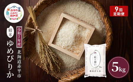 令和7年産 北海道 赤平産 ゆめぴりか 5kg 【限定寄附額】 9ヵ月連続お届け 白米 精米 米 北海道 ごはん ご飯 ライス おにぎり 定期便 定期 お楽しみ 9回 25,550円