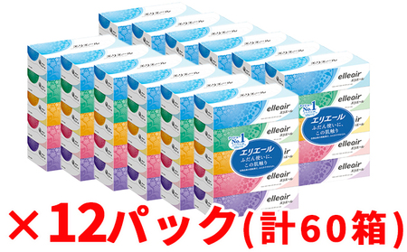 エリエールティシュー180組5箱 12パック 計60箱 2回お届け 箱ティッシュ ボックスティッシュ パルプ100 生活必需品 北海道赤平市 ふるさと納税サイト ふるなび