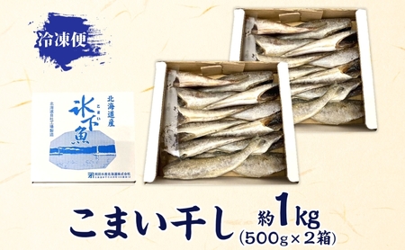 北海道産こまい干し 約1kg(500g×2) 化粧箱入 氷下魚 干し魚 おかず おつまみ 揚げ物 魚貝類 干物 タラ科漁獲急速冷凍塩 味付け
