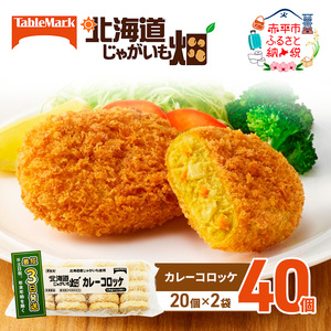 北海道 コロッケ じゃがいも畑 カレー 20個 × 2袋 計 40個 カレーコロッケ じゃがいも 最短3日 7日出荷 冷凍食品 惣菜 弁当 おかず 揚げ物 グルメ 大容量 冷凍コロッケ 揚げるだけ 時短