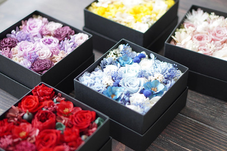  プリザーブドフラワーボックス【赤】13cm箱×1個