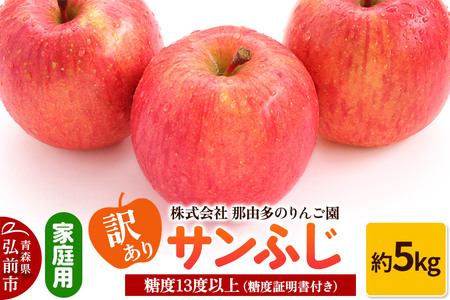 【寄附金額見直しました】【25年11月～発送】りんご【訳あり】家庭用 サンふじ 約5kg 糖度13度以上（糖度証明書付）【先行受付】青森 果物 フルーツ 林檎 リンゴ くだもの 不揃い 規格外 予約