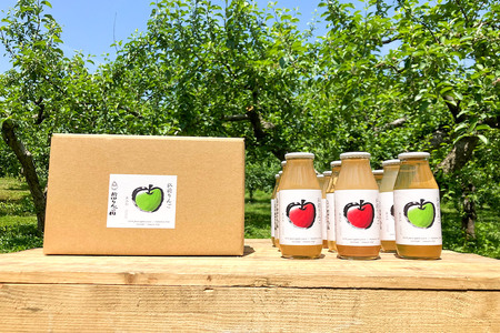 飲み比べ 無添加 ストレート りんごジュース 180ｍl × 12本セット 前田りんご園 リンゴ 果汁 林檎 飲料 アップル 果物 フルーツ 青森 飲み物 ドリンク