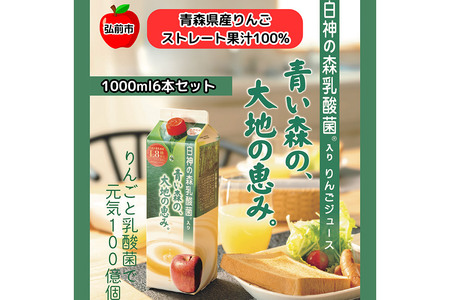 【寄附金額見直しました】りんごジュース 青森県産 1L6本 乳酸菌入り 弘前市
