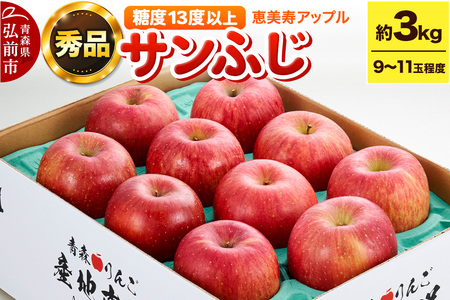 【25年12月～発送】りんご 【糖度13度以上】サンふじ 約3kg 【秀品】 青森県 フルーツ 果物