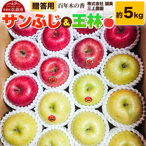 【25年12月～発送】りんご 贈答用 百年木の香 三上農園 サンふじ＆王林 約5kg【先行受付】 青森 果物 フルーツ 林檎 リンゴ くだもの 予約