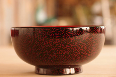 津軽塗 汁椀【七々子塗 黒(赤種)】