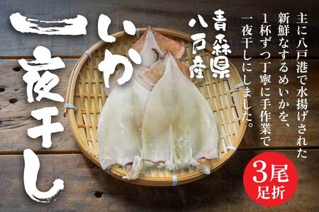 いか一夜干し足折3尾 3尾×3パック 合計約900g いか イカ 海産物 海鮮 一夜干し するめいか スルメイカ おつまみ 冷凍 青森県 八戸市　