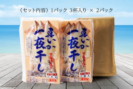 青森県八戸産 イカ 一夜干し 1パック 3杯入り × 2パックセット　